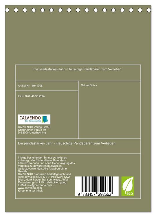 Produktbild: Ein pandastarkes Jahr - Flauschige Pandab&auml;ren zum Verlieben (Tischkalender 2026 DIN A5 hoch), CALVENDO Monatskalender