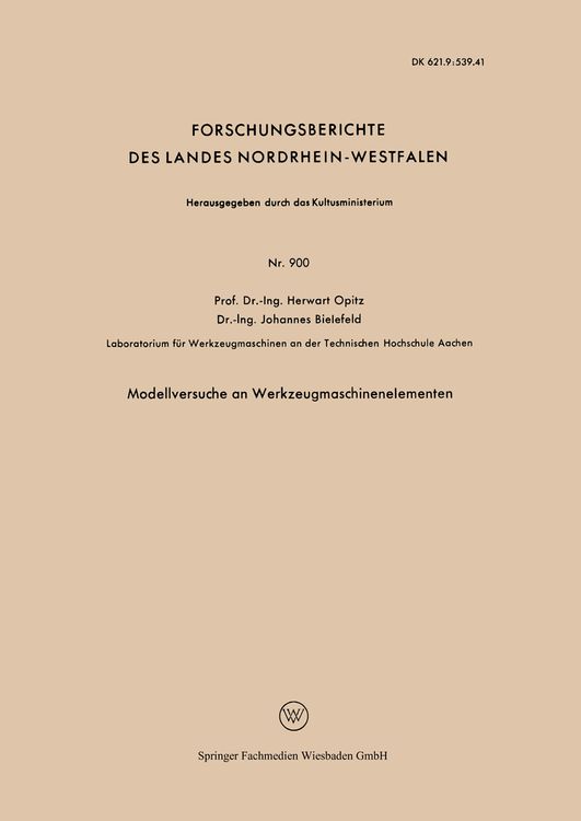 Produktbild: Modellversuche an Werkzeugmaschinenelementen