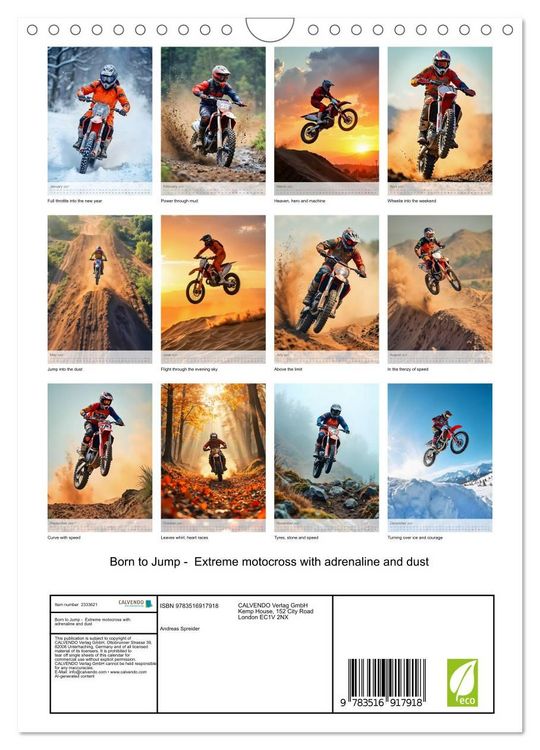 Produktbild: Born to Jump - Extreme motocross with adrenaline and dust (Wall Calendar 2027 DIN A4 portrait), CALVENDO 12 Month Wall Calendar