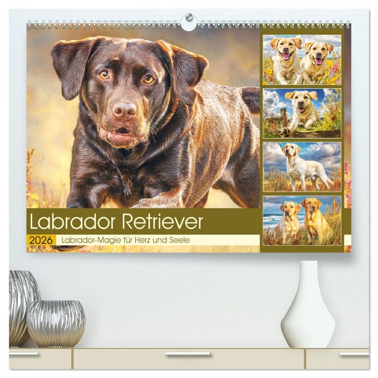 Produktbild: Labrador Retriever. Labrador-Magie f&uuml;r Herz und Seele (hochwertiger Premium Wandkalender 2026 DIN A2 quer), Kunstdruck in Hochglanz