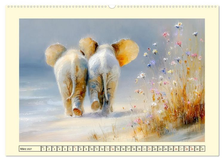 Produktbild: Sommertr&auml;ume. Elefantenkinder am Meer (Wandkalender 2027 DIN A2 quer), CALVENDO Monatskalender