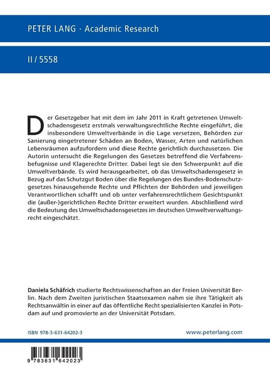 Produktbild: Die Verfahrensbefugnisse und Klagerechte Dritter im Bereich des &ouml;ffentlich-rechtlichen Bodenschutzes am Beispiel des Umweltschadensgesetzes