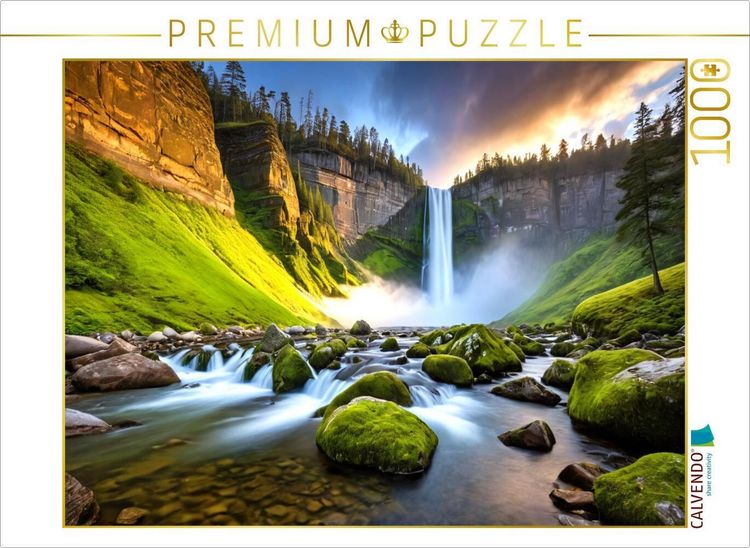 Produktbild: CALVENDO Puzzle Wasserfallfluss - Verborgenes Hochland | 1000 Teile Lege-Gr&ouml;&szlig;e 64x48cm Foto-Puzzle f&uuml;r gl&uuml;ckliche Stunden