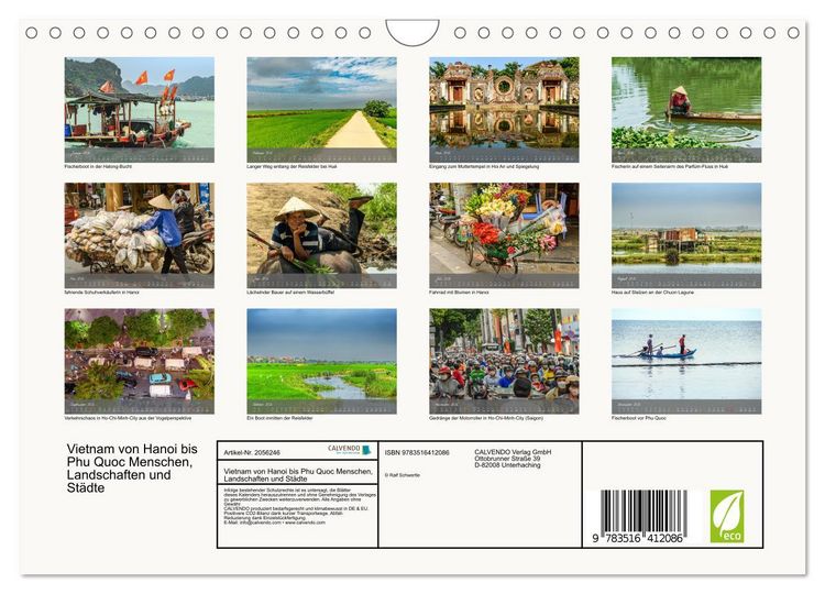 Produktbild: Vietnam von Hanoi bis Phu Quoc Menschen, Landschaften und St&auml;dte (Wandkalender 2026 DIN A4 quer), CALVENDO Monatskalender