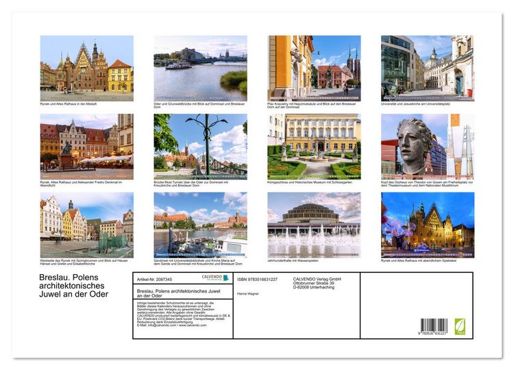 Produktbild: Breslau. Polens architektonisches Juwel an der Oder (Wandkalender 2026 DIN A2 quer), CALVENDO Monatskalender