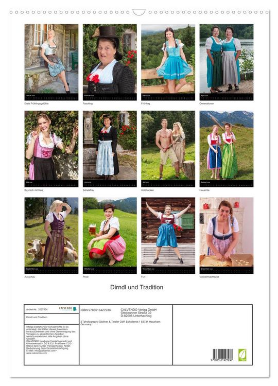 Produktbild: Dirndl und Tradition (Wandkalender 2026 DIN A2 hoch), CALVENDO Monatskalender