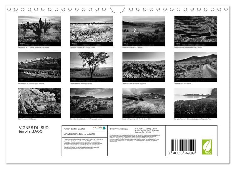 Produktbild: VIGNES DU SUD terroirs d'AOC (Calendrier mural 2026 DIN A4 vertical), CALVENDO calendrier mensuel
