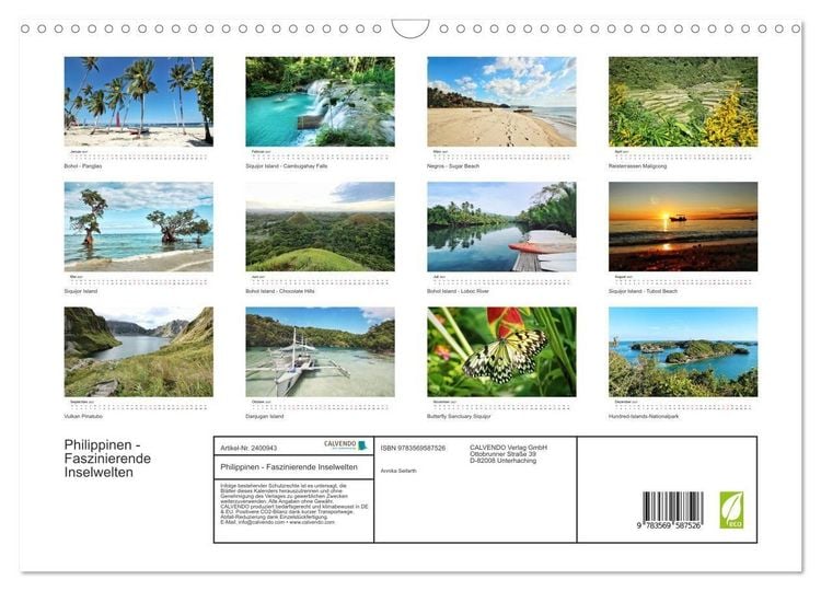 Produktbild: Philippinen - Faszinierende Inselwelten (Wandkalender 2027 DIN A3 quer), CALVENDO Monatskalender