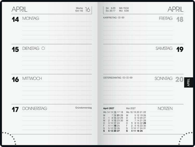 Produktbild: BRUNNEN 1072311907 Taschenkalender Mod. 723 2027 A7, Kunststoff, schwarz