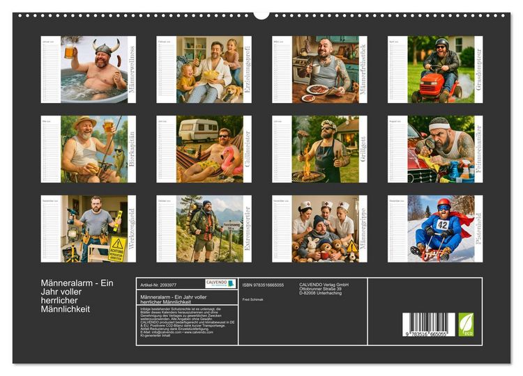Produktbild: M&auml;nneralarm - Ein Jahr voller herrlicher M&auml;nnlichkeit (hochwertiger Premium Wandkalender 2026 DIN A2 quer), Kunstdruck in Hochglanz