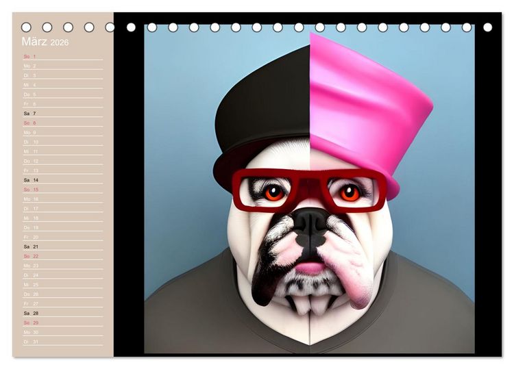 Produktbild: Graphic PoP Art Bulldogge (Tischkalender 2026 DIN A5 quer), CALVENDO Monatskalender