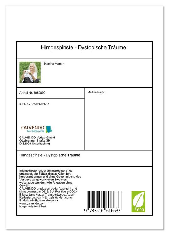 Produktbild: Hirngespinste - Dystopische Tr&auml;ume (Tischkalender 2026 DIN A5 hoch), CALVENDO Monatskalender