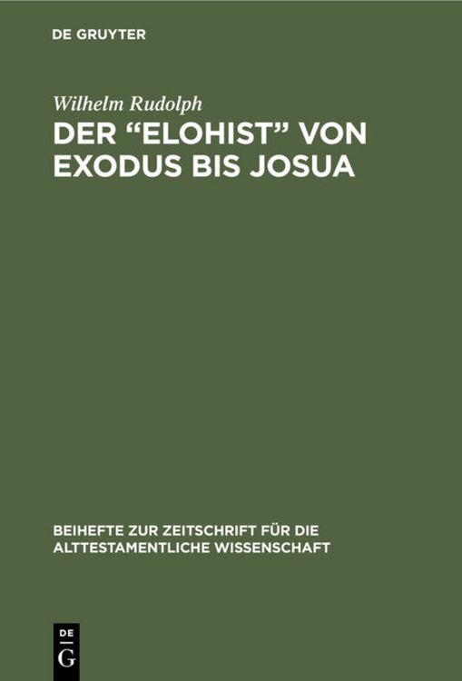 Produktbild: Der &ldquo;Elohist&rdquo; von Exodus bis Josua