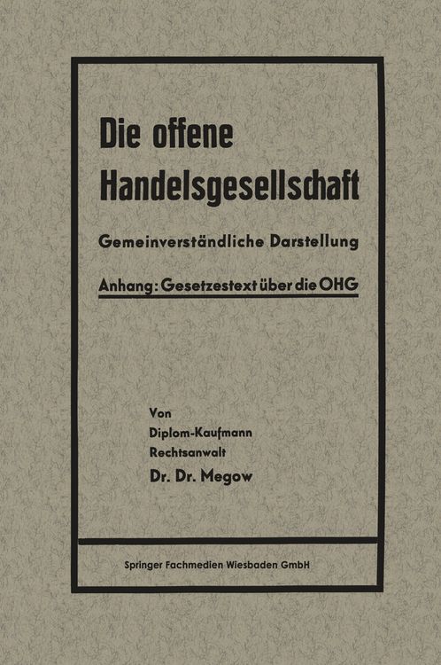 Produktbild: Die offene Handelsgesellschaft (OHG)