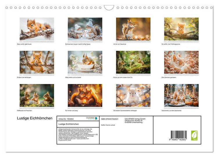 Produktbild: Lustige Eichh&ouml;rnchen (Wandkalender 2026 DIN A3 quer), CALVENDO Monatskalender