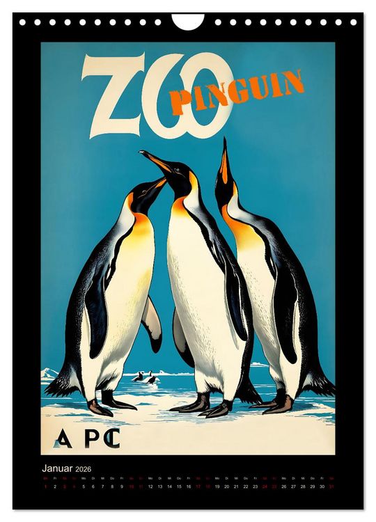 Produktbild: Zoo Vintage-Poster (Wandkalender 2026 DIN A4 hoch), CALVENDO Monatskalender