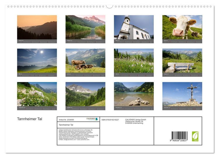 Produktbild: Tannheimer Tal (hochwertiger Premium Wandkalender 2026 DIN A2 quer), Kunstdruck in Hochglanz