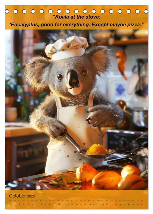 Produktbild: Cooking with animal humor (Desk Calendar 2026 DIN A5 portrait), CALVENDO 12 Month DeskCalendar