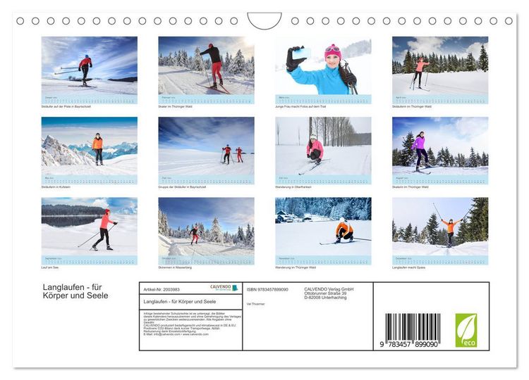 Produktbild: Langlaufen - f&uuml;r K&ouml;rper und Seele (Wandkalender 2026 DIN A4 quer), CALVENDO Monatskalender