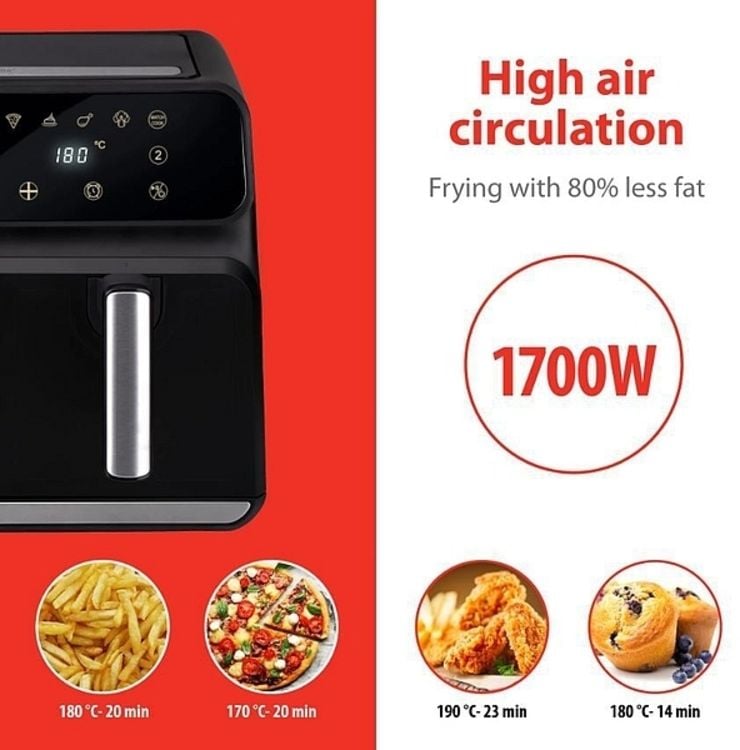 ALPINA Doppel-Heißluftfritteuse Airfryer, 1700 Watt, 8 Liter, Schwarz