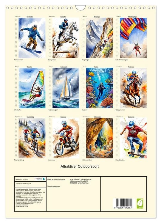Produktbild: Attraktiver Outdoorsport (Wandkalender 2026 DIN A3 hoch), CALVENDO Monatskalender