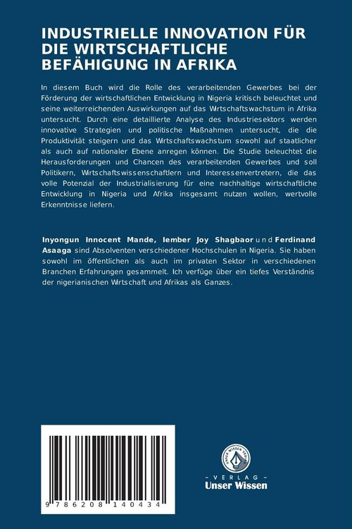 Produktbild: Industrielle Innovation f&uuml;r die Wirtschaftliche Bef&auml;higung in Afrika
