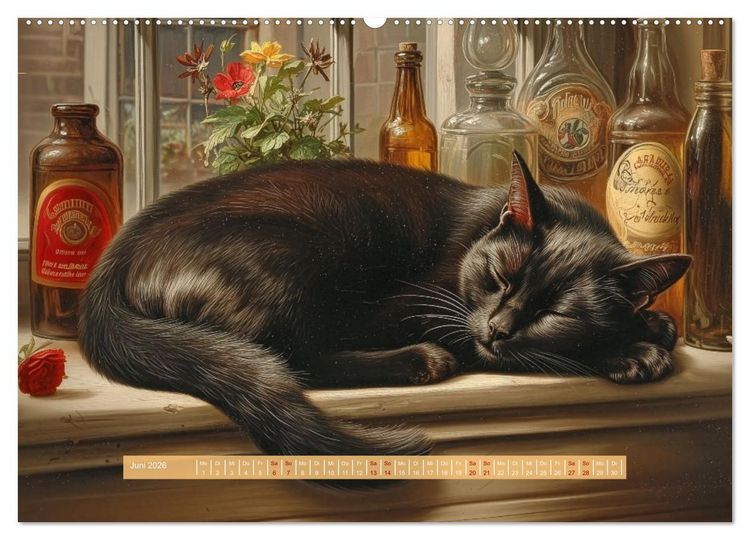 Produktbild: Nostalgische Samtpfoten (Wandkalender 2026 DIN A2 quer), CALVENDO Monatskalender