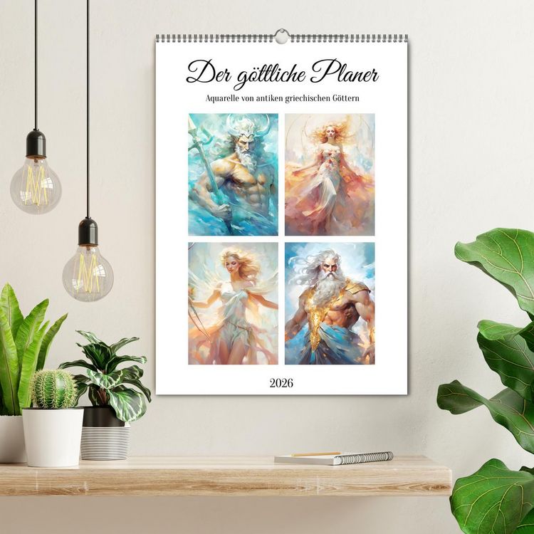 Produktbild: Der g&ouml;ttliche Planer. Aquarelle von antiken griechischen G&ouml;ttern (Wandkalender 2026 DIN A2 hoch), CALVENDO Monatskalender