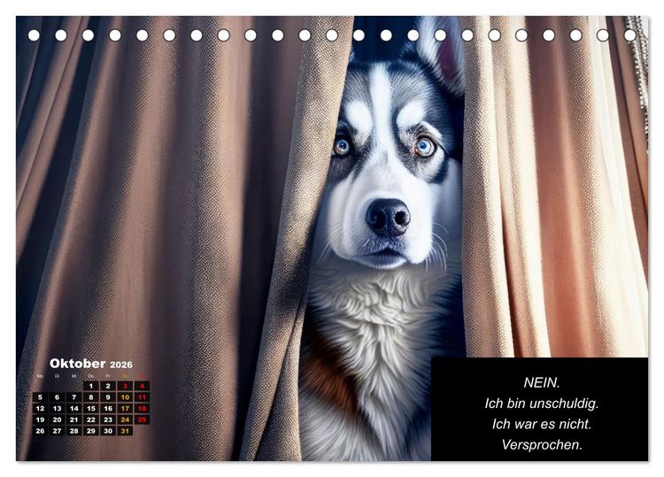 Produktbild: Der tierisch lustige Husky Kalender (Tischkalender 2026 DIN A5 quer), CALVENDO Monatskalender