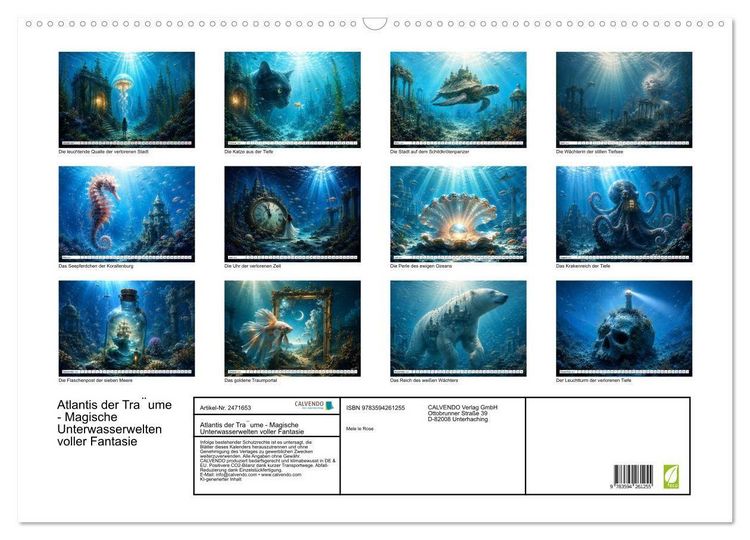 Produktbild: Atlantis der Träume - Magische Unterwasserwelten voller Fantasie (Wandkalender 2027 DIN A2 quer), CALVENDO Monatskalender