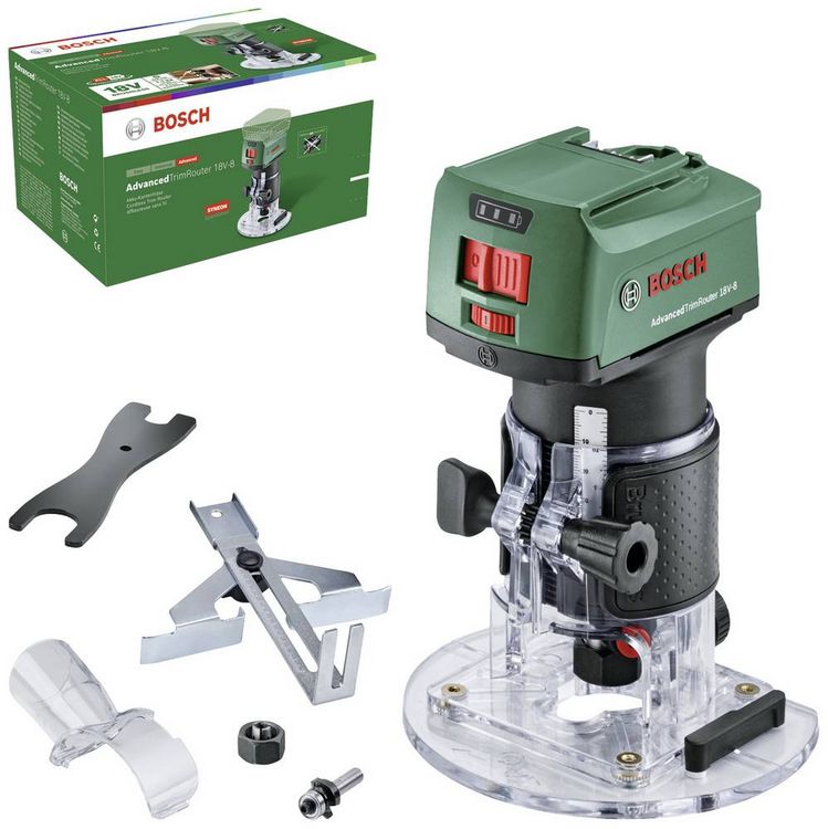 Produktbild: Bosch Home and Garden Oberfr&auml;se AdvancedTrimRouter 18V-8 b&uuml;rstenlos, mit Zubeh&ouml;r, ohne Akku, ohne Ladeger&auml;t