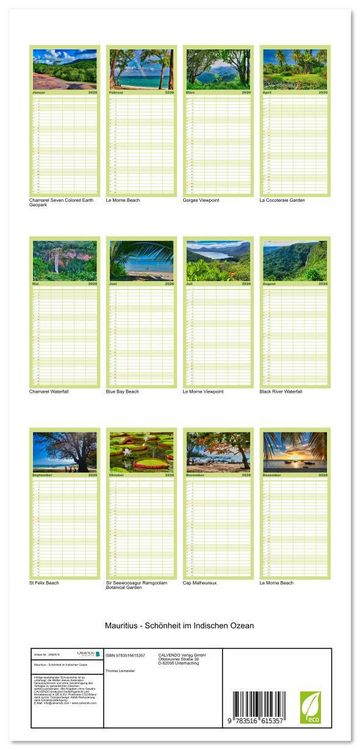 Produktbild: Familienplaner 2026 - Mauritius - Sch&ouml;nheit im Indischen Ozean mit 5 Spalten (Wandkalender, 21 x 45 cm) CALVENDO
