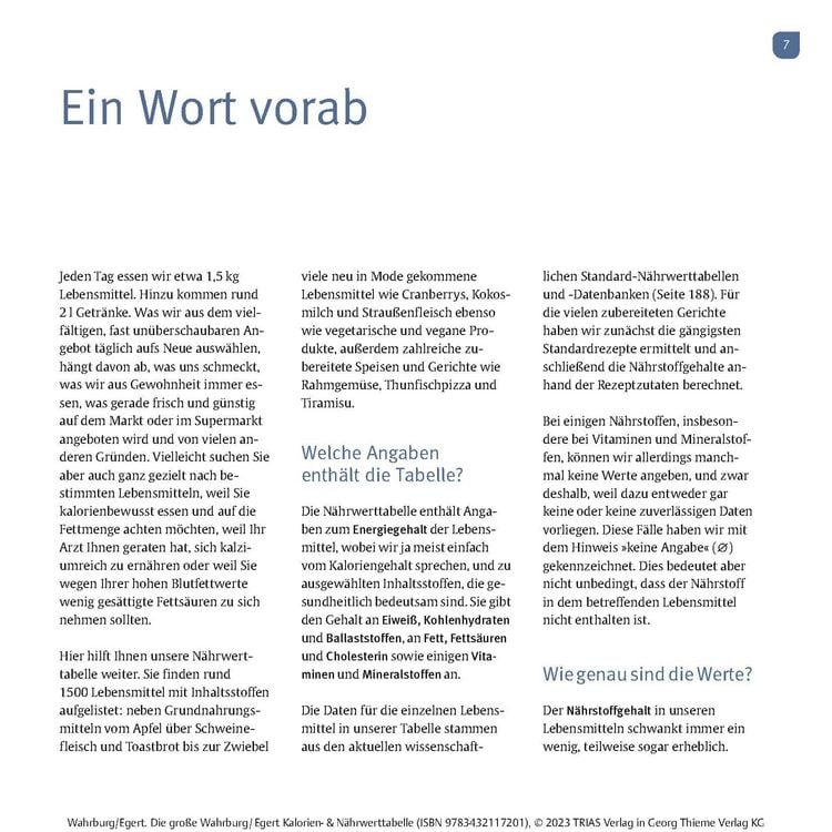 Produktbild: Die gro&szlig;e Wahrburg/Egert Kalorien-&-N&auml;hrwerttabelle