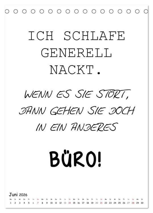Produktbild: Typo-Kalender f&uuml;r das B&uuml;ro. Gemeine und lustige Spr&uuml;che (Tischkalender 2026 DIN A5 hoch), CALVENDO Monatskalender
