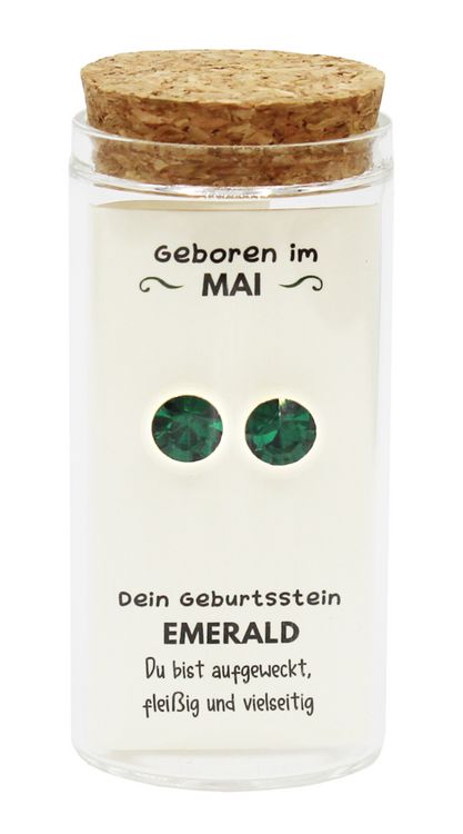 Produktbild: "Mai" Geburtsstein Ohrstecker im Gl&auml;schen