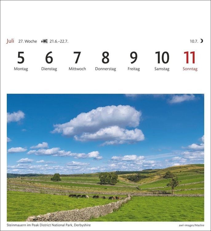 Produktbild: England Sehnsuchtskalender 2027 - Wochenkalender mit 53 Postkarten