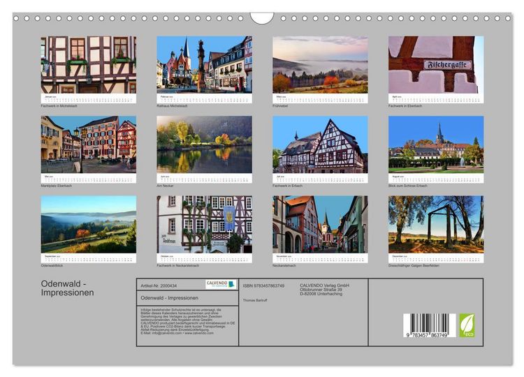 Produktbild: Odenwald - Impressionen (Wandkalender 2026 DIN A3 quer), CALVENDO Monatskalender