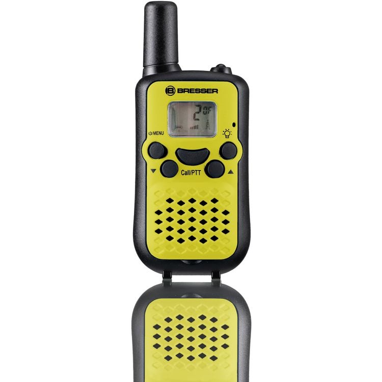 Produktbild: Bresser Junior 12711 - Walkie Talkie 2er-Set mit hoher Reichweite bis zu 6 km, Frei-Hand-Funktion, integrierte Taschenlampe, Farbe: green lime