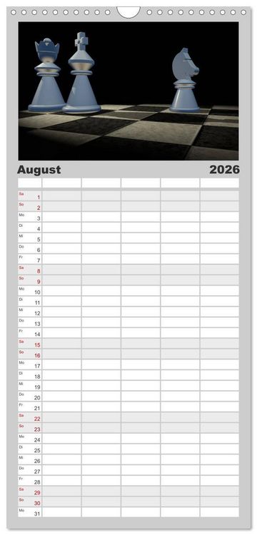 Produktbild: Familienplaner 2026 - SCHACH - Spiel der K&ouml;nige mit 5 Spalten (Wandkalender, 21 x 45 cm) CALVENDO