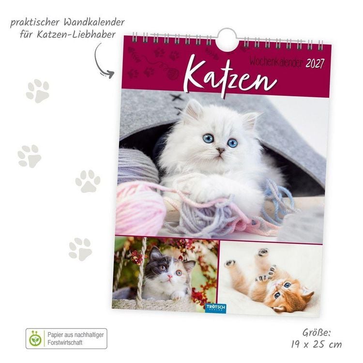Produktbild: TR&Ouml;TSCH - Wochenkalender zum H&auml;ngen Katzen 2027