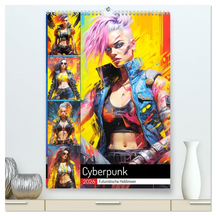 Produktbild: Cyberpunk. Futuristische Heldinnen (hochwertiger Premium Wandkalender 2026 DIN A2 hoch), Kunstdruck in Hochglanz