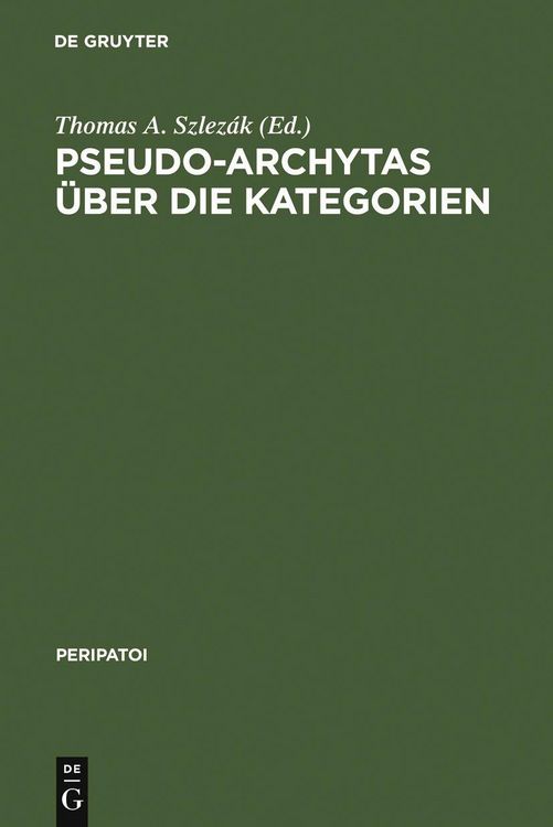 Produktbild: Pseudo-Archytas &uuml;ber die Kategorien
