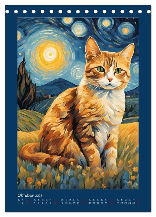 Produktbild: Katzen im Farbenspiel (Tischkalender 2026 DIN A5 hoch), CALVENDO Monatskalender