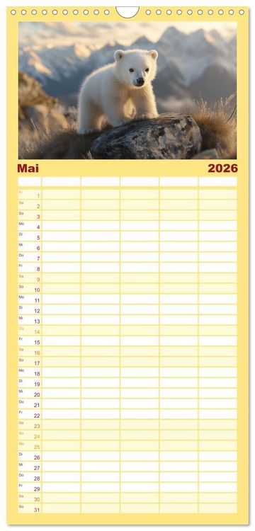 Produktbild: Familienplaner 2026 - Kleiner Eisb&auml;r und die gro&szlig;e Welt mit 5 Spalten (Wandkalender, 21 x 45 cm) CALVENDO