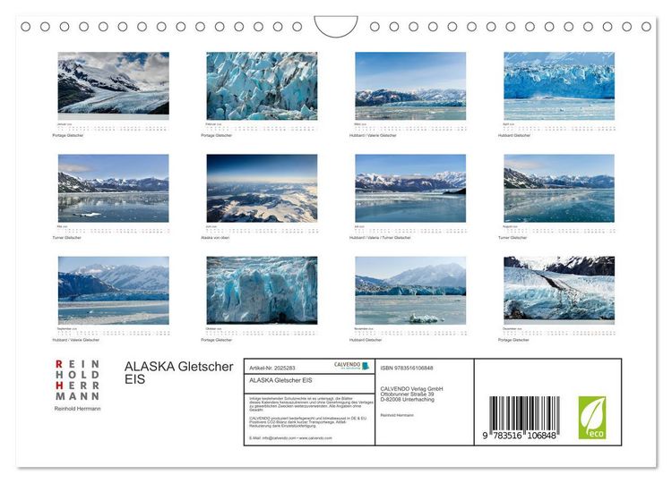 Produktbild: ALASKA Gletscher EIS (Wandkalender 2026 DIN A4 quer), CALVENDO Monatskalender