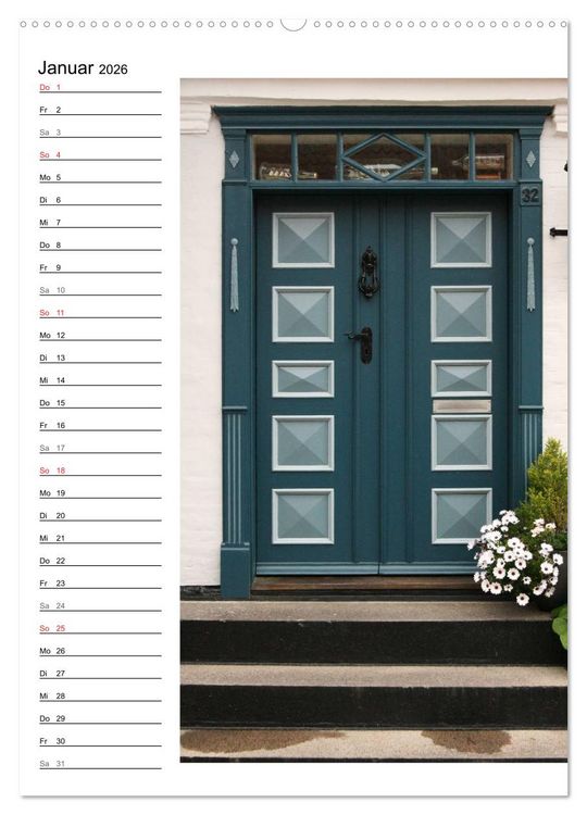 Produktbild: Alte D&auml;nische T&uuml;ren (hochwertiger Premium Wandkalender 2026 DIN A2 hoch), Kunstdruck in Hochglanz