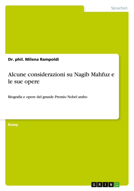 Produktbild: Alcune considerazioni su Nagib Mahfuz e le sue opere