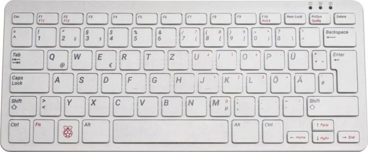 Produktbild: Raspberry Pi&reg; RPI-KEYB (US)-RED/WHITE USB Tastatur US-Englisch, QWERTY Wei&szlig;, Rot USB-Hub