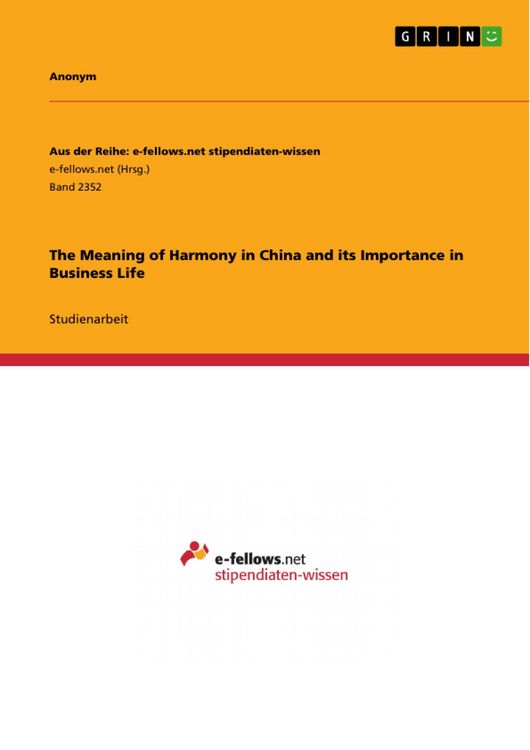Produktbild: The Meaning of Harmony in China and its Importance in Business Life