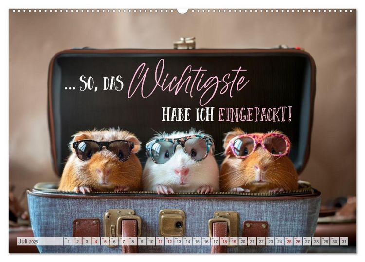 Produktbild: Meerschweinchen LUSTIG DURCHS JAHR (hochwertiger Premium Wandkalender 2026 DIN A2 quer), Kunstdruck in Hochglanz